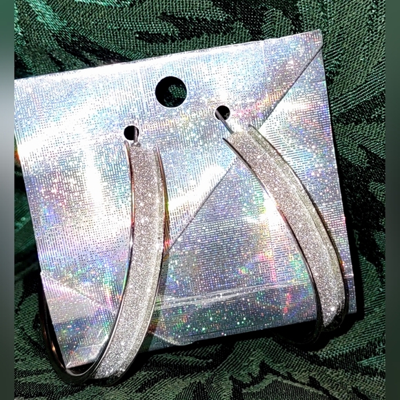 Silver Glitter Hoops - Picture 7 of 12